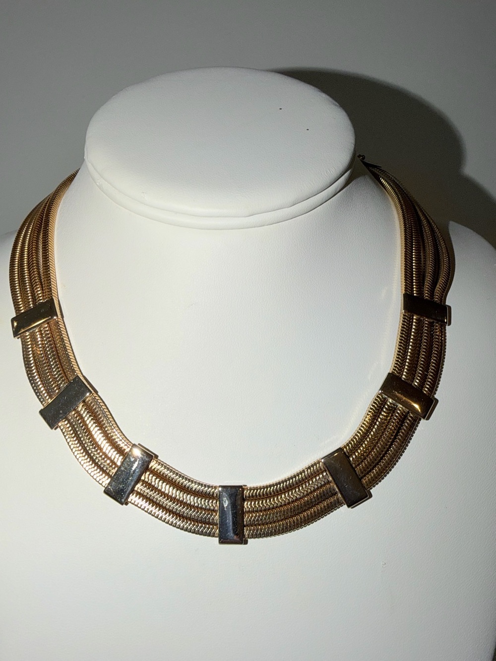 Vintage Gold-Tone 4 Strand Metal Adjustable Chocker Necklace